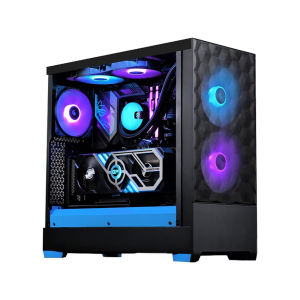 Prebuilt Custom Gaming PC with vibrant RGB lighting and mid-tier components for great gaming performance.